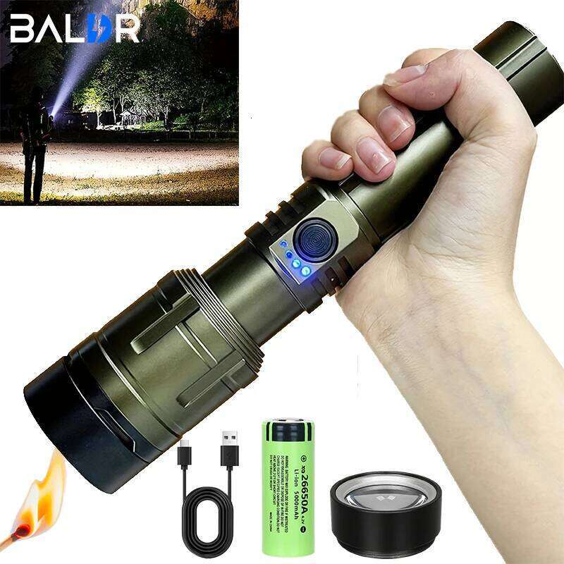 New 3000 LM Flashlight Outdoor Zoom Rechargeable Flashlights, All-aluminum Alloy, Can Light Up The Flame, Super High Power Torch Z260301