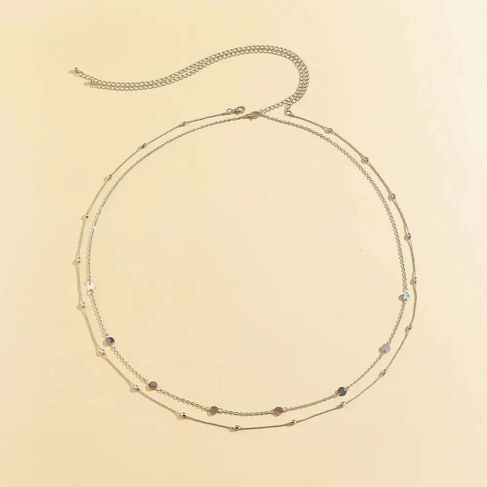2024 Sexy Double Layer Waist Women Luxury Gold Color Stainless Steel Chain Summer Body Jewelry Accessories for Beach H260228