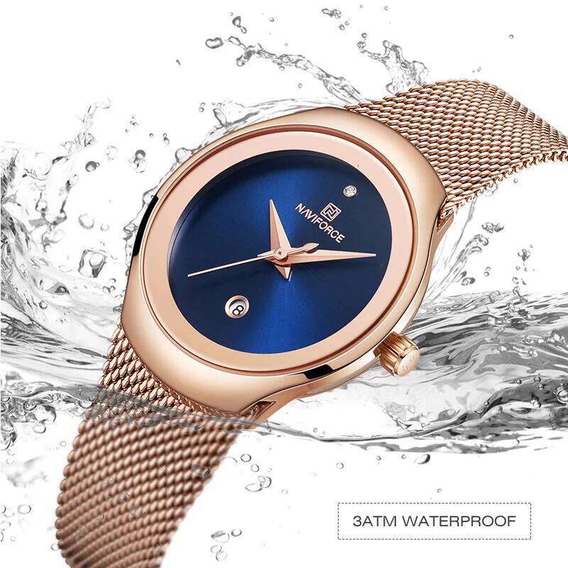 NAVIFORCE Women Waterproof es Dress Quartz Calendar Clock Stainless Steel Elegant Wrist Lady Relogio Feminino H260228