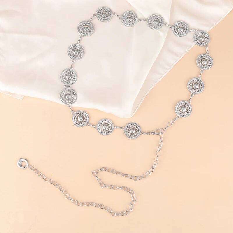 Gold Adjustable Buckle Long Waist Belt Dress Body Chain Fashion For Women Vintage Openwork Metal H260228