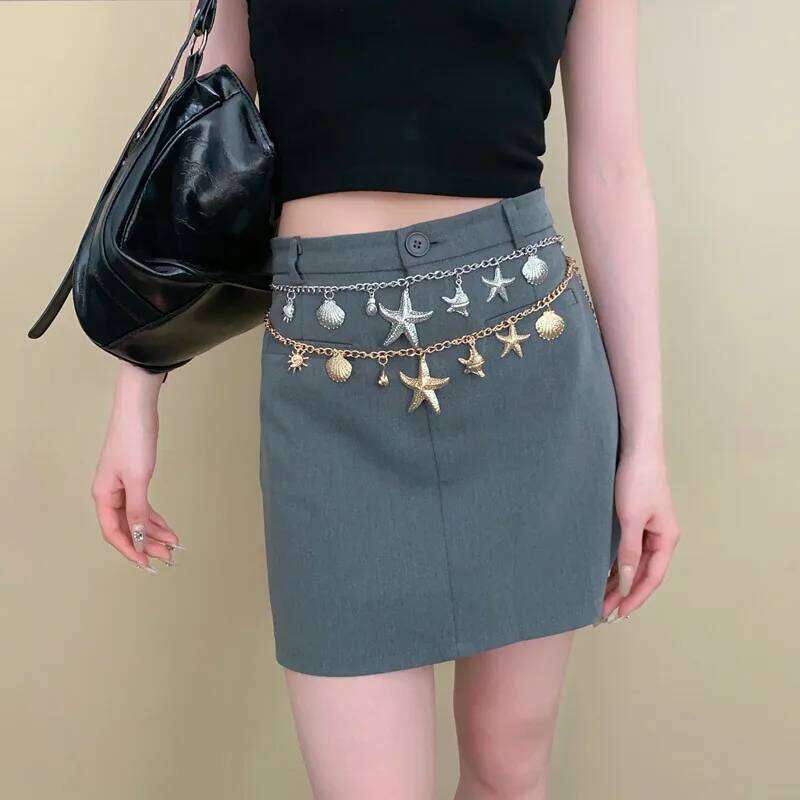 Fashion Charm Gold Color Sea Starfish Waist Belly For Women Sexy Summer Beach Body Chain Jewelry Accessories H260228
