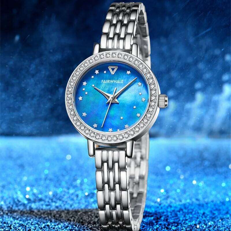 Mark Fairwhale 3400 Elegant Women's Quartz Moon Dial Lady Waterproof Stainless Steel Strap Fashion Women Casual Wrist H260228