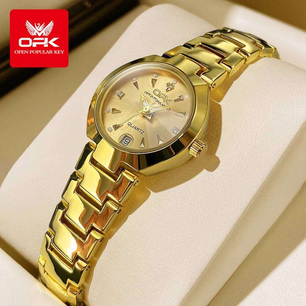 OPK 8105 Women's es Original Wrist for Girl Waterproof Luminous Ladies Fashionable Zircon Scale Date H260228