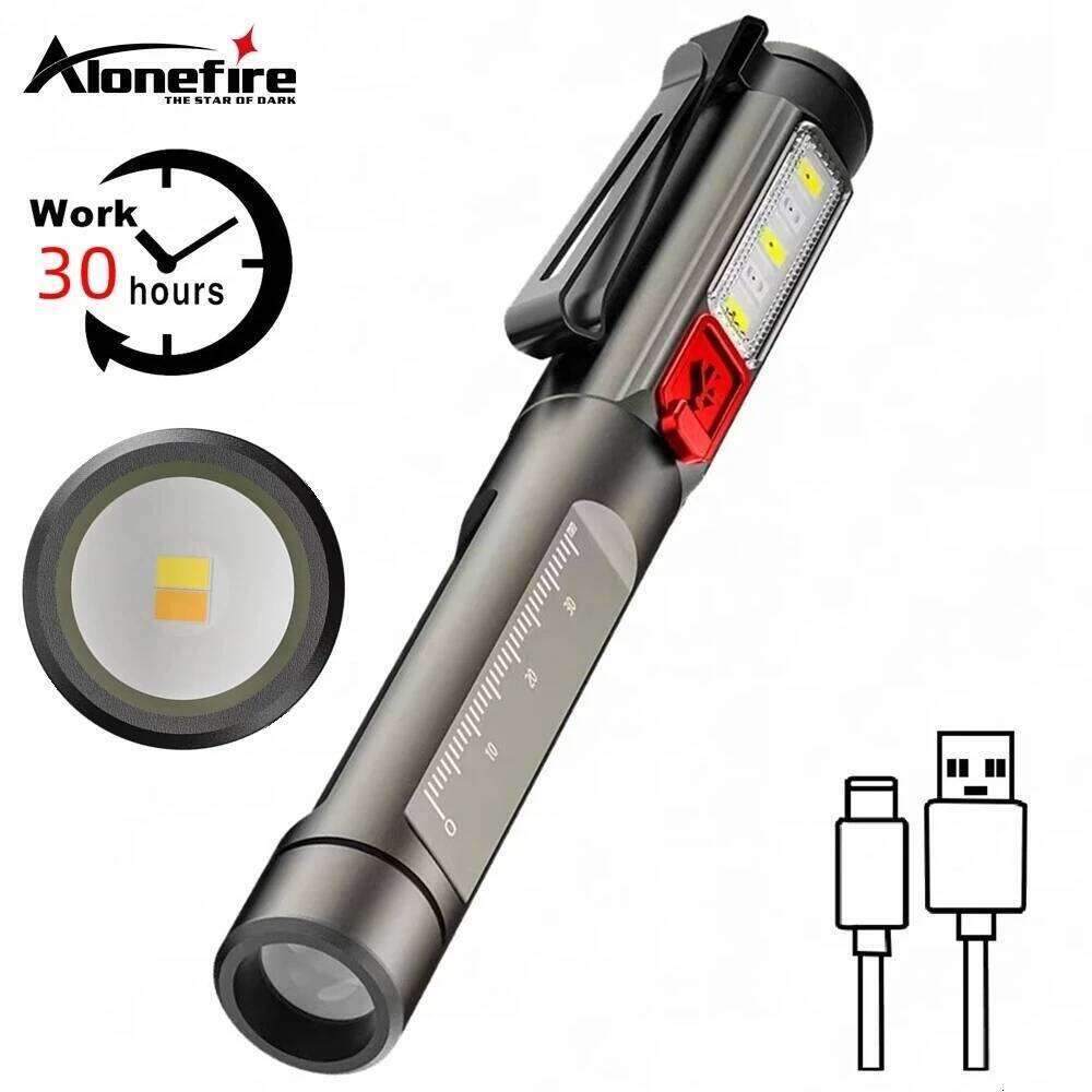 2in 1 Pen light White Warm Led Eye/Mouth Check Penlight USB Rechargeable Work Camping Hiking Travel Pocket Lighting Flashlight Z260301