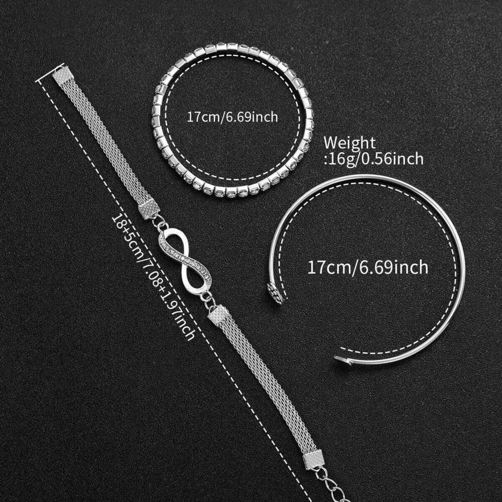 4PCS Fashion Women Diamond s Set Simple Mesh Band Ladies Quartz Wrist Reloj Mujer Girls Clock Without Box H260228