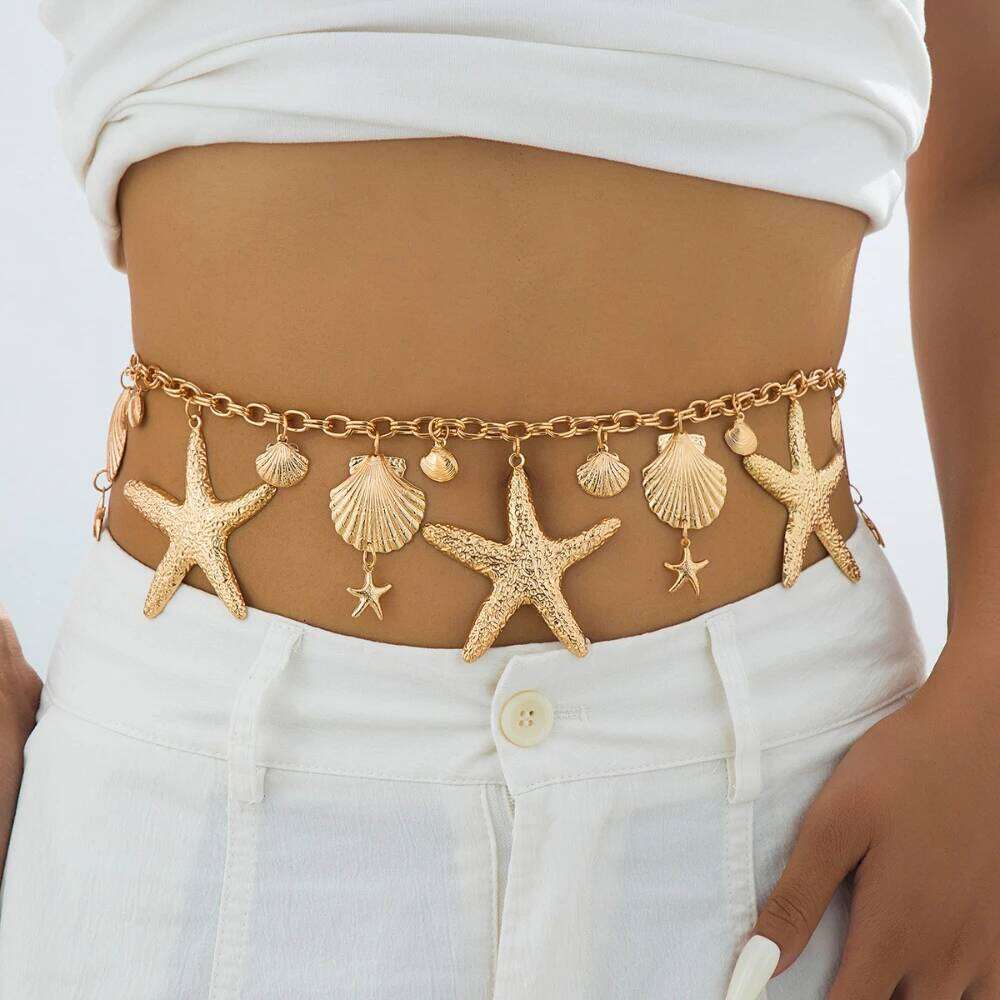 Ocean-style Starfish Shell Waist Chain Simple Fashion Jewelry Accessories Hot Sale Party Gift 2025 New Style H260228