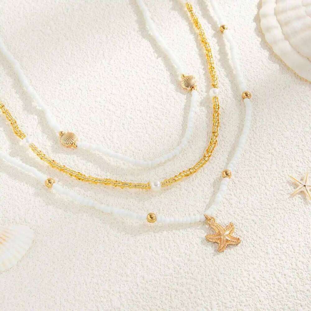 Lacteo Bohemia 3Pcs/Set Acrylic CCB Beads Imitation Pearl Waist Mini Star Conch Alloy Belly Chain Summer Jewelry Gift New H260228