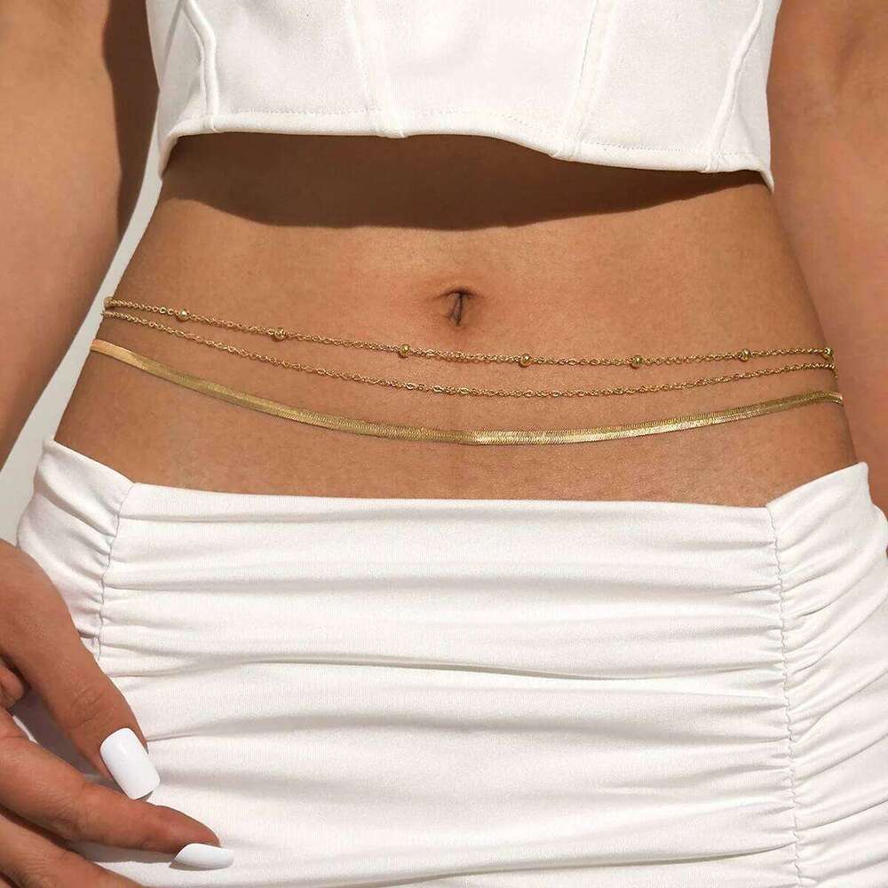 waist chainFashionable and personalized double-layer stacked snake bone chain H260228