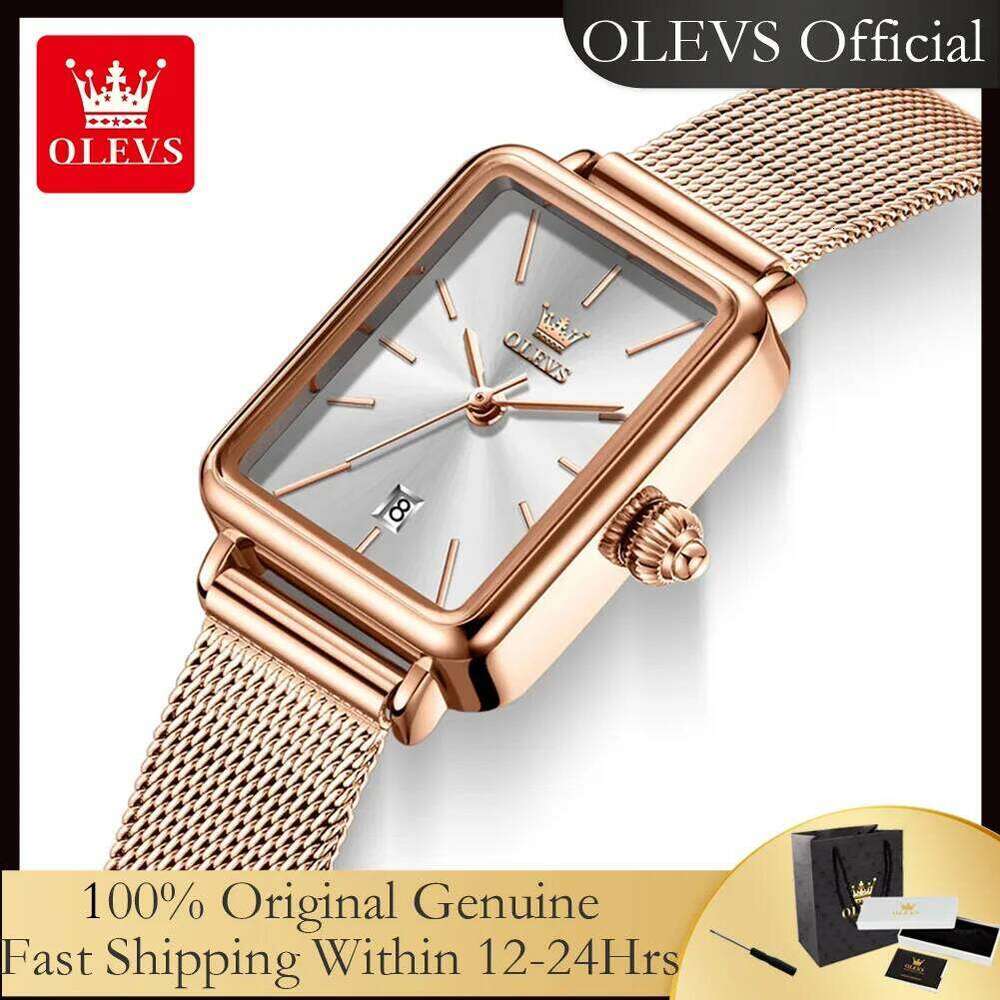 OLEVS 3692 Original Quartz With Gift Box for Woman Ultra Thin Fashion Simple Square Auto Date Waterprorof Ladies New H260228