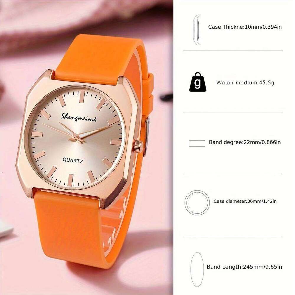 Fashion Square Women's Quartz Casual Silicone Band Unisex Wrist Reloj Mujer Girls Clock Gift H260228