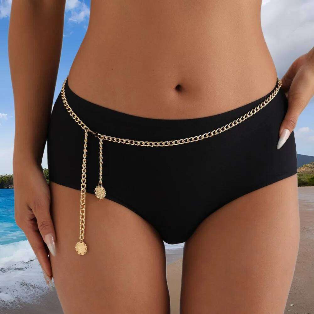 Trendy Fashion Simple Sexy Gold Color Aluminum Waist Jewelry Belly Chain Women's Skirts Accessories H260228