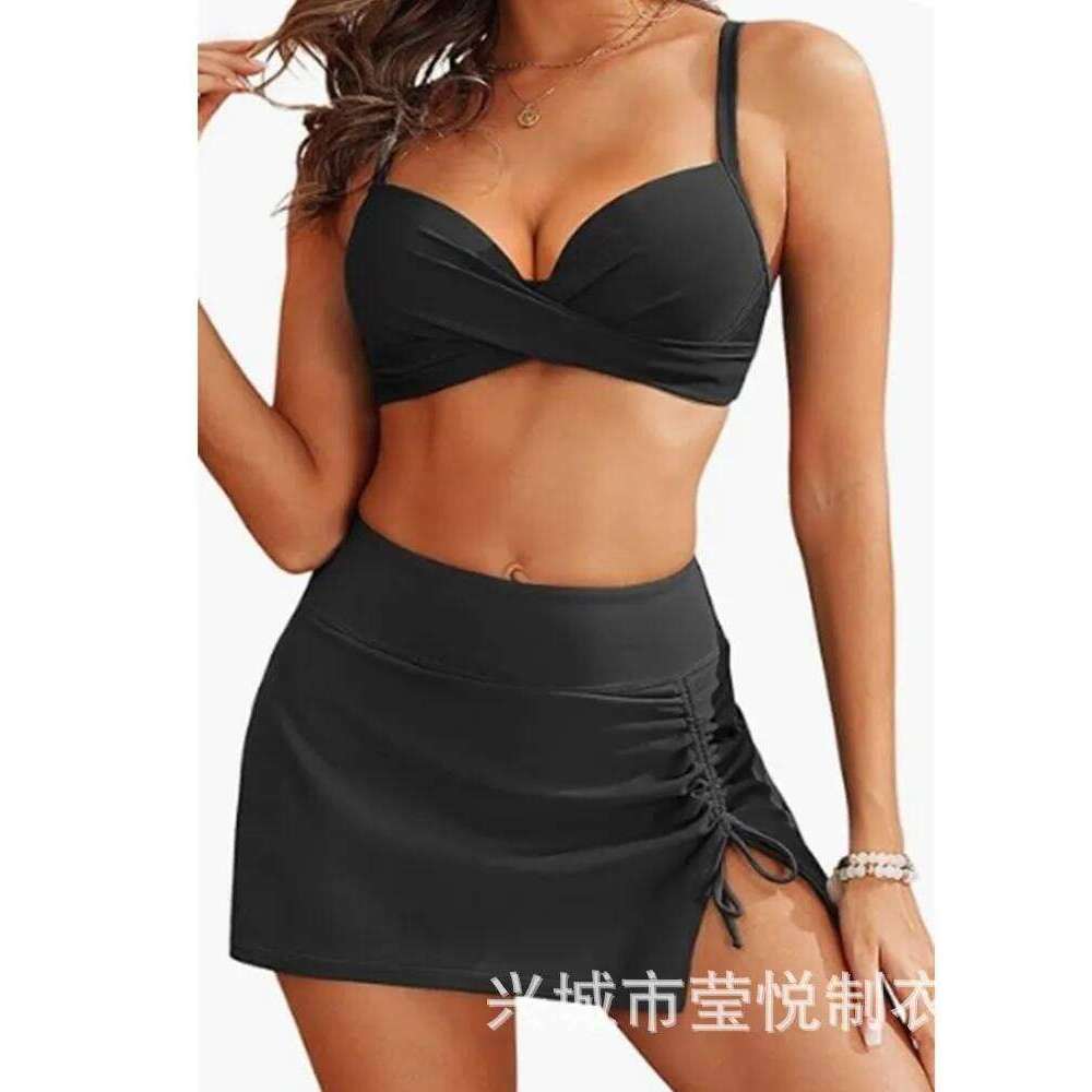 ropical Print Set Sexy Jungle Leaf Two Piece Halter & High Waist Summer Floral Vintage Bikini Skirt Sundress Beach Outing Z260301