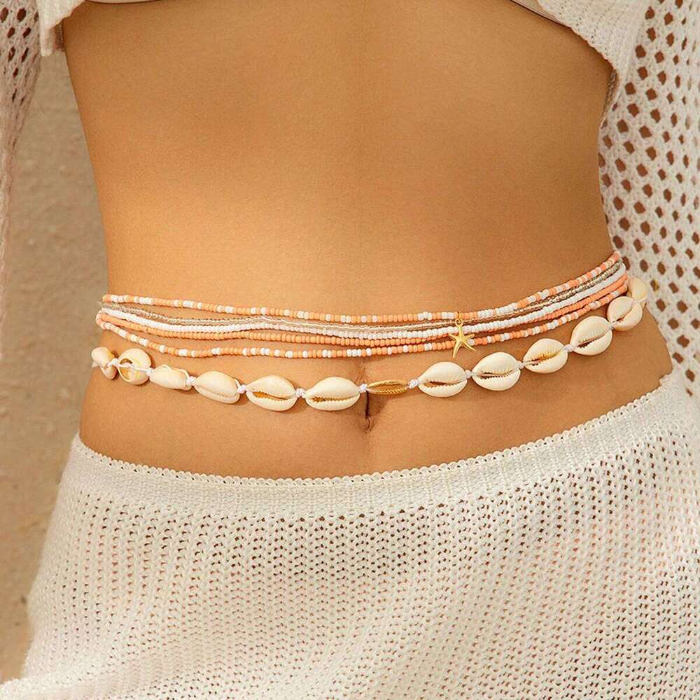 Ingemark 6Pcs Boho Starfish Pendant Waist Chain for Women Girls Summer Beach Bikini Elastic Belly Belt Y2K Jewelry Accessories H260228