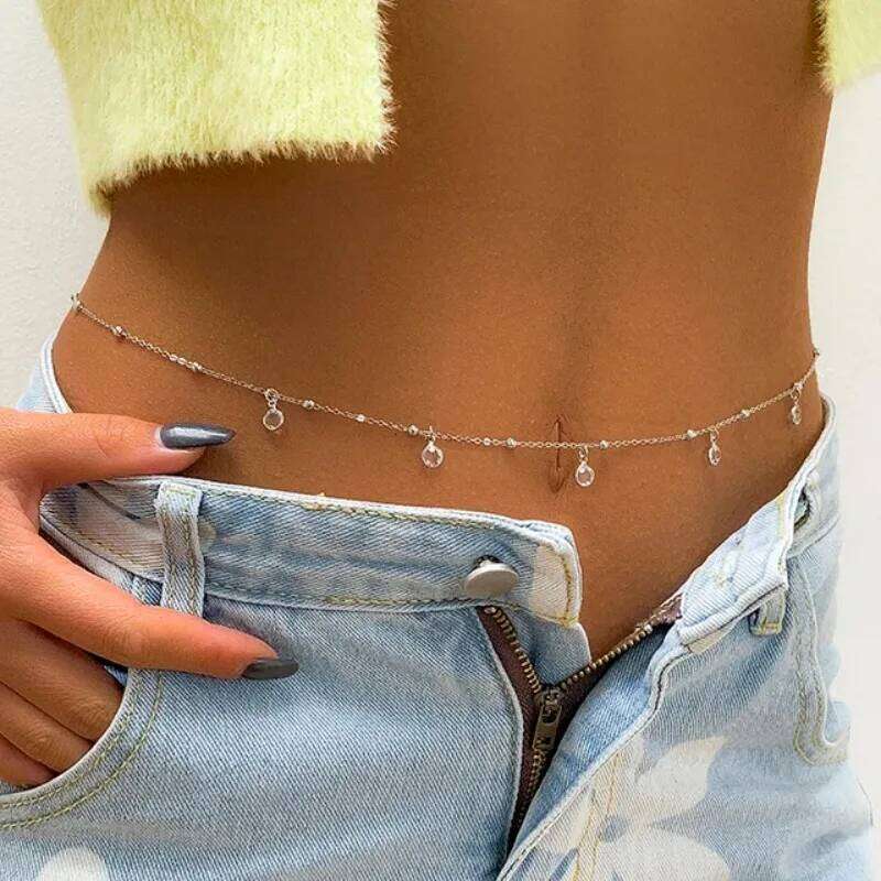 Temperament Sexy Crystal Pendant for Women Waist Bead Chain Belly Belt Summer Beach Body Jewelry Party Accessories H260228