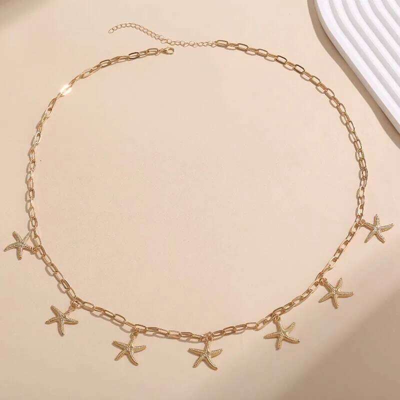 Fashion Gold Color Starfish Pendant Waist for Women Sexy Metal Geometric Tassel Belly Chain Body Party Jewelry Accessories H260228