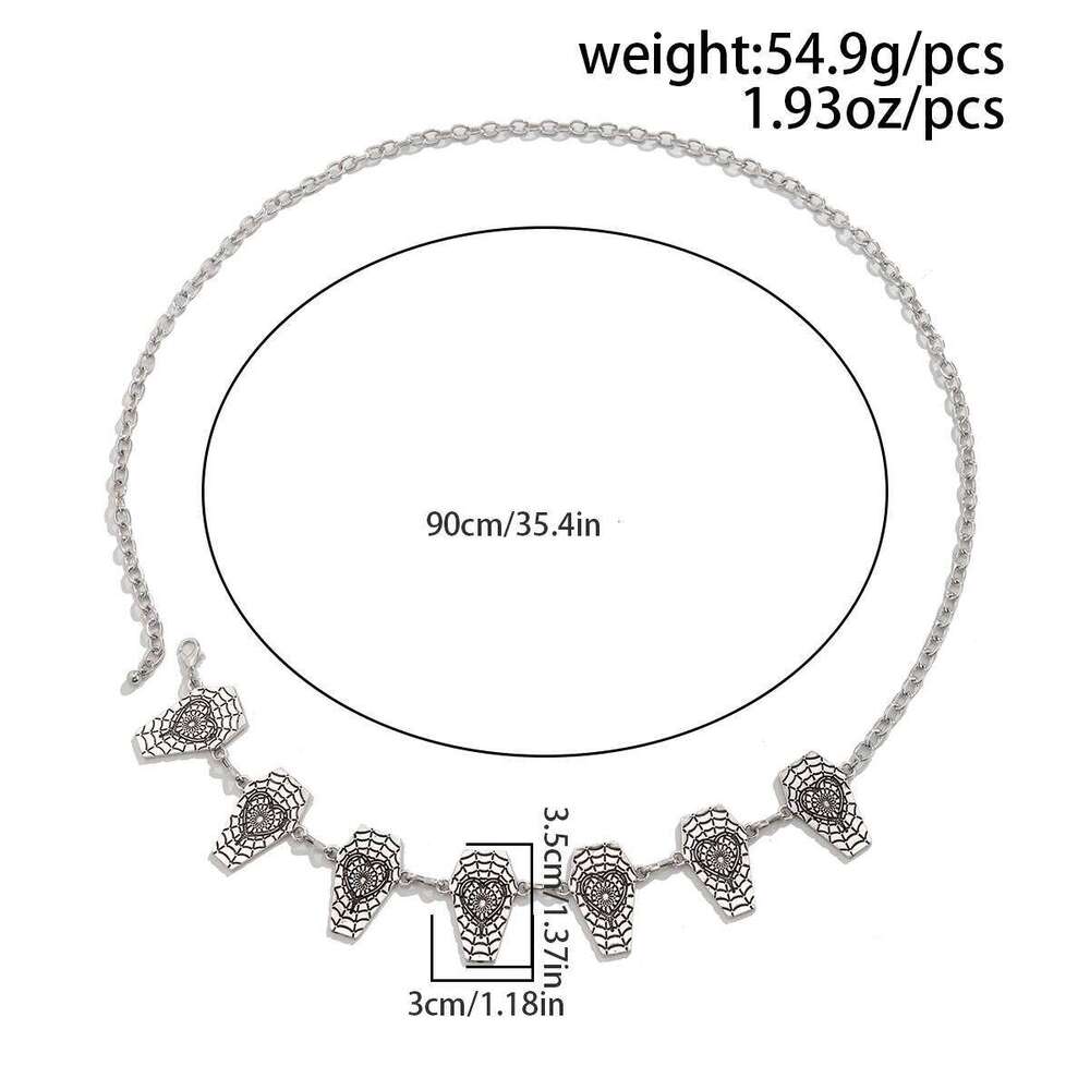 Ingemark Vintage Spider Web Cross Jesus Moon Waist Belly Chain for Women Goth Metal Belt Waistband Halloween Body Jewelry Gift H260228