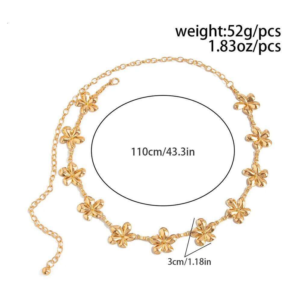 Personality Metal Flowers Waist Chain for Women Fashion Elegant Metal Bikini Belly Belt Party Rave Body Jewelry Summer Beach H260228