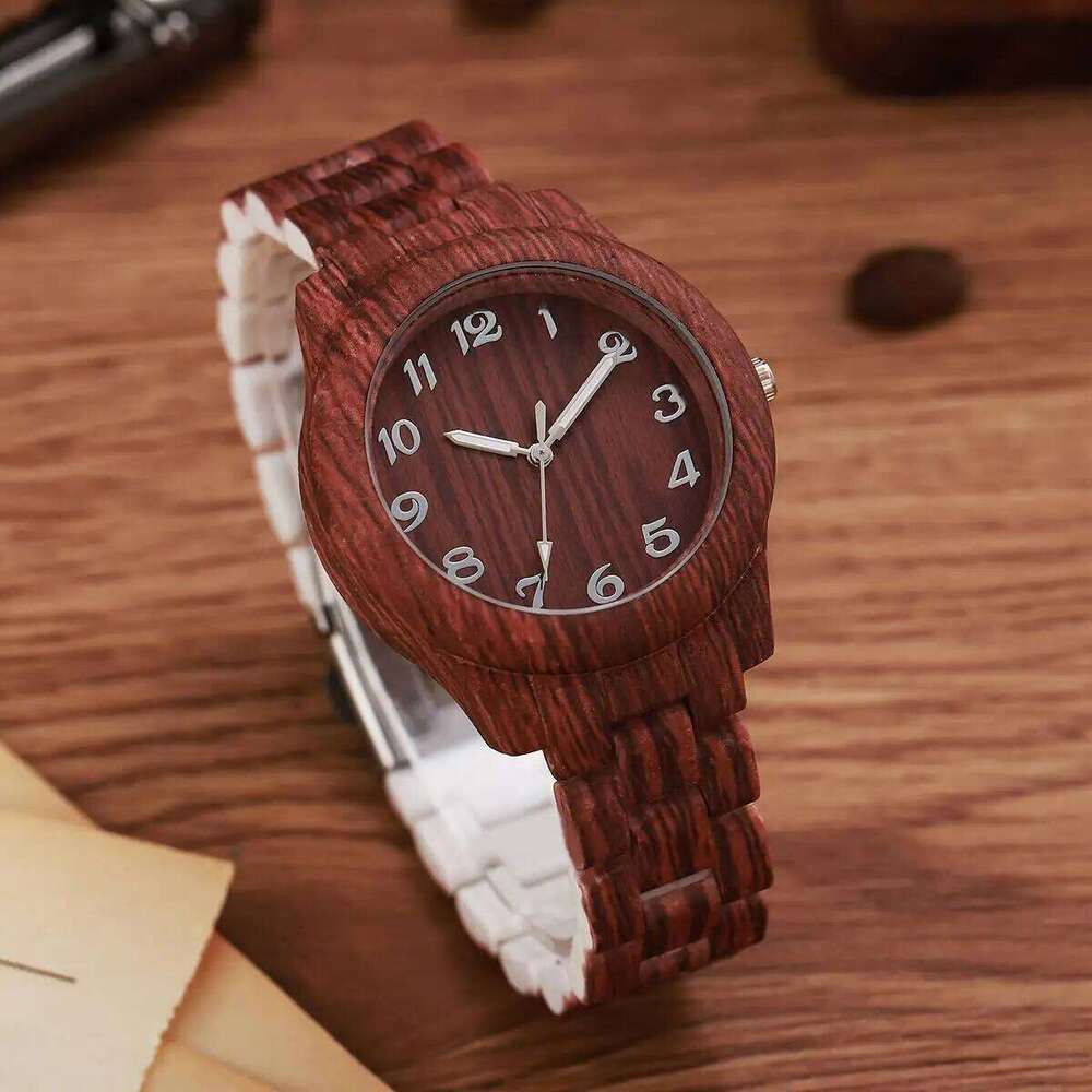Fashion Women es Casual Wooden Pattern Plastic Strap Women's Quartz Reloj MujerWithout Box H260228