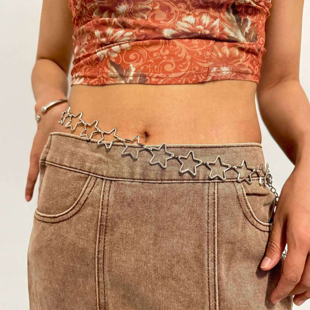 Metal Star Chain Belts Women Cowgirl Western Country Golden Belt Adjustable Concho Waistband for Sweaters Dresses Jeans H260228