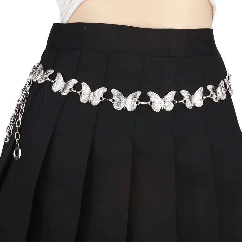 Boho Silvery Butterfly Waist Belly for Women Summer Sexy Bikini Belt Adjustable Body Chain Festival Jewelry Accessories H260228