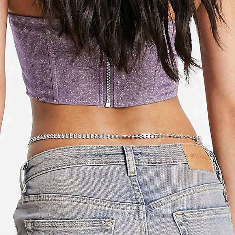 Fashionable Monolayer Star Shaped Rhinestone Waist Nightclub Women's Body Chain Jewelry H260228