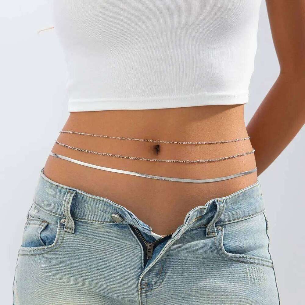 Ingemark 3Pcs/Set Sexy Flat Snake Chain Waist Belt for Women Summer Beach Bikinis Vintage Belly Waistband Festival Body Jewelry H260228