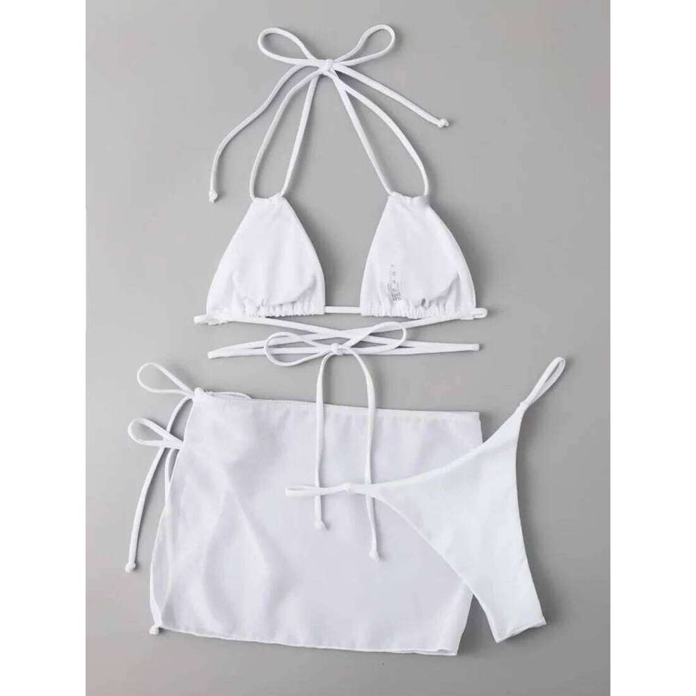 3 Pieces Thong Bikini 2025 Women With Skirt Trikini Swimwear Female Triangle Swimsuit Beach Wear Bathing Swimming Suit Summer Z260301