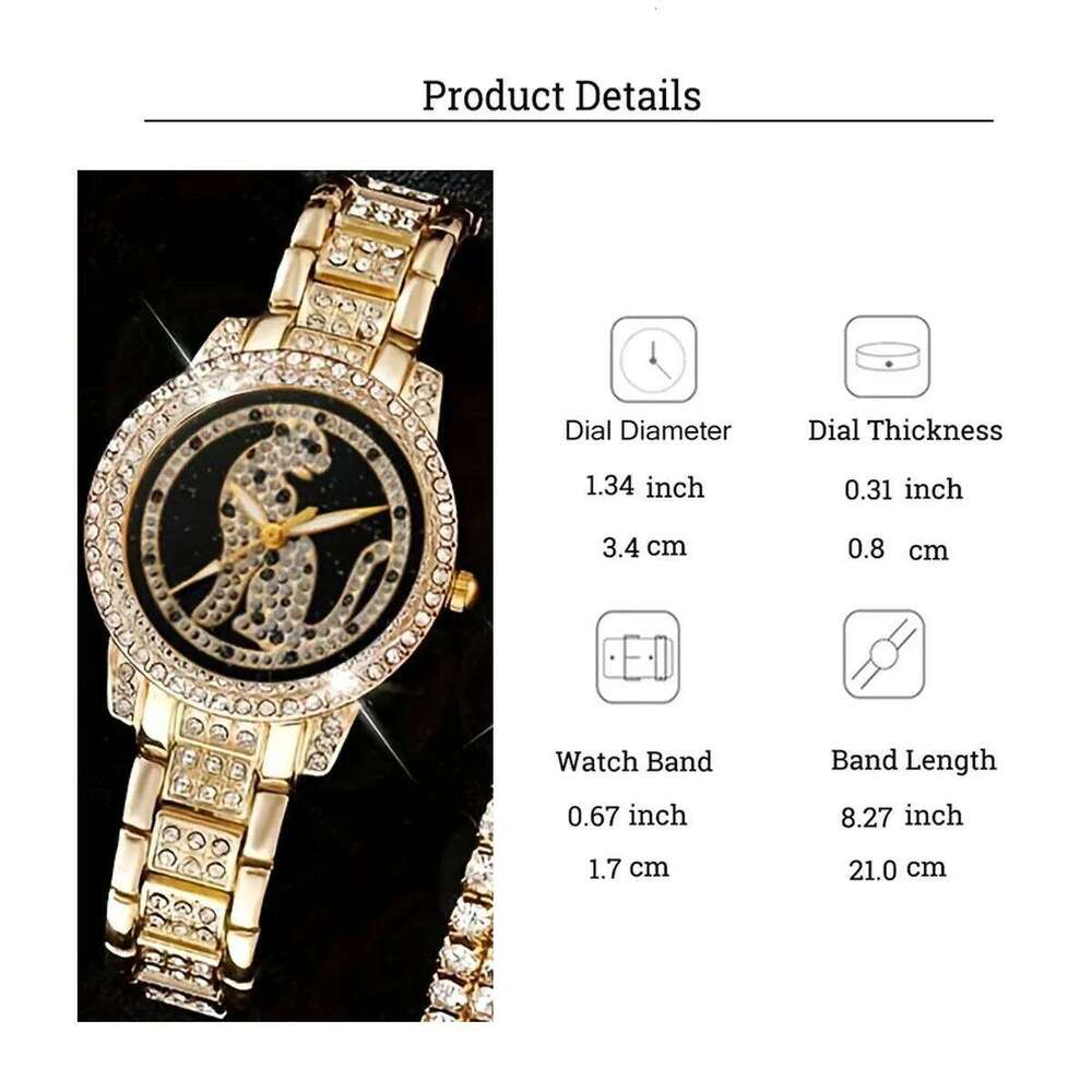 Fashion Light Luxury High-end Sense Diamond Steel Belt Large Disc Women's Quartz Set 6 Pieces Set, Suitable for Christ H260228