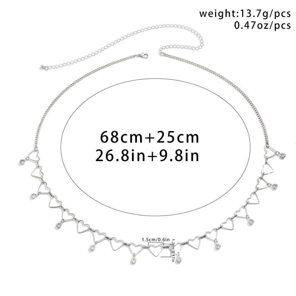 Sexy Vintage Belly Heart Crystal Pendant Waist Chain Beads Belt Streetwear Summer Women Fashion Body Jewelry H260228