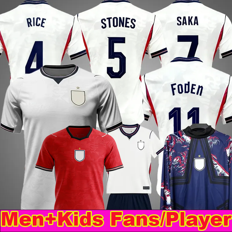 2026 England football shirt BELLINGHAM Retro Soccer Jersey RASHFORD KANE SAKA RICE FODEN National 26 27 Team Home White Away Men Kid Women Men Kids Kit