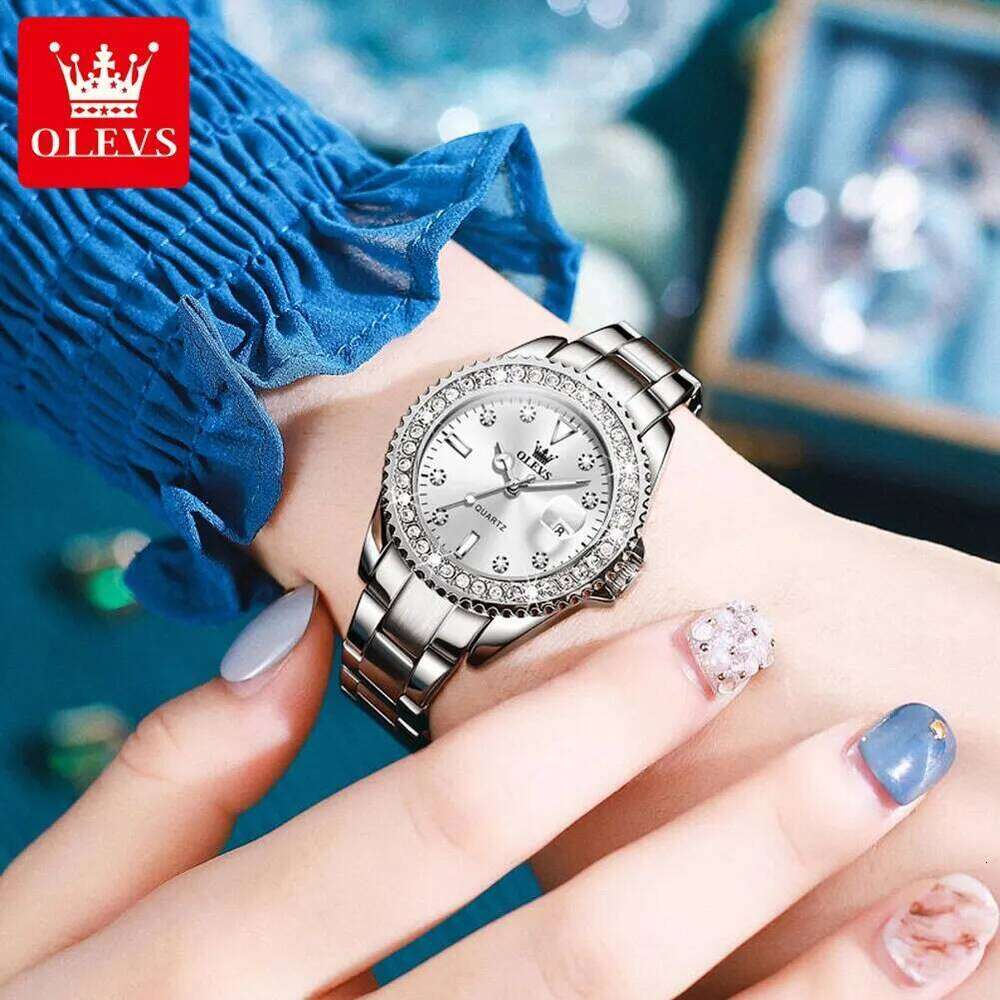 OLEVS Original Diamond Dial Quartz for Women Fashion Elegant Ladies es Stainless Steel Waterproof Women's Wrist H260228