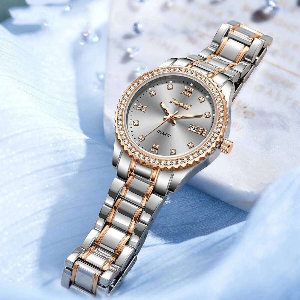 POSHI 990 Women Elegant Business Quartz Wrist Pink Dial Lady Casuan Dress With Date Display Original Clock H260228