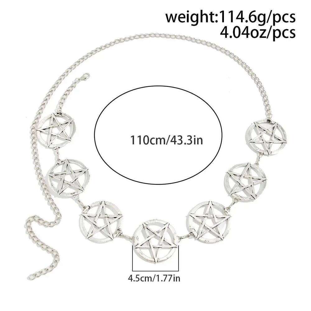 PuRui Neo Gothic Creative Round Hollow Big Pentagram Belly Waist Chain for Women Trendy Punk Metal Body Jewelry Accessories Gift H260228