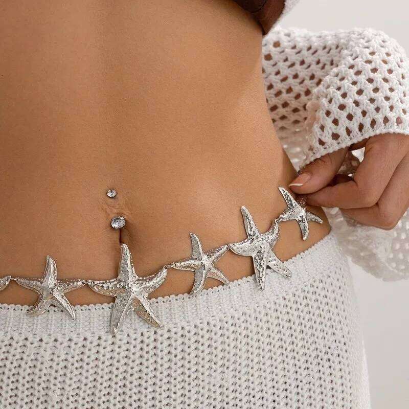 Metal Retro Ethnic Style Starfish Waist Chain Accessories Bohemian Versatile Belt Women's High-end Dress Waistband H260228
