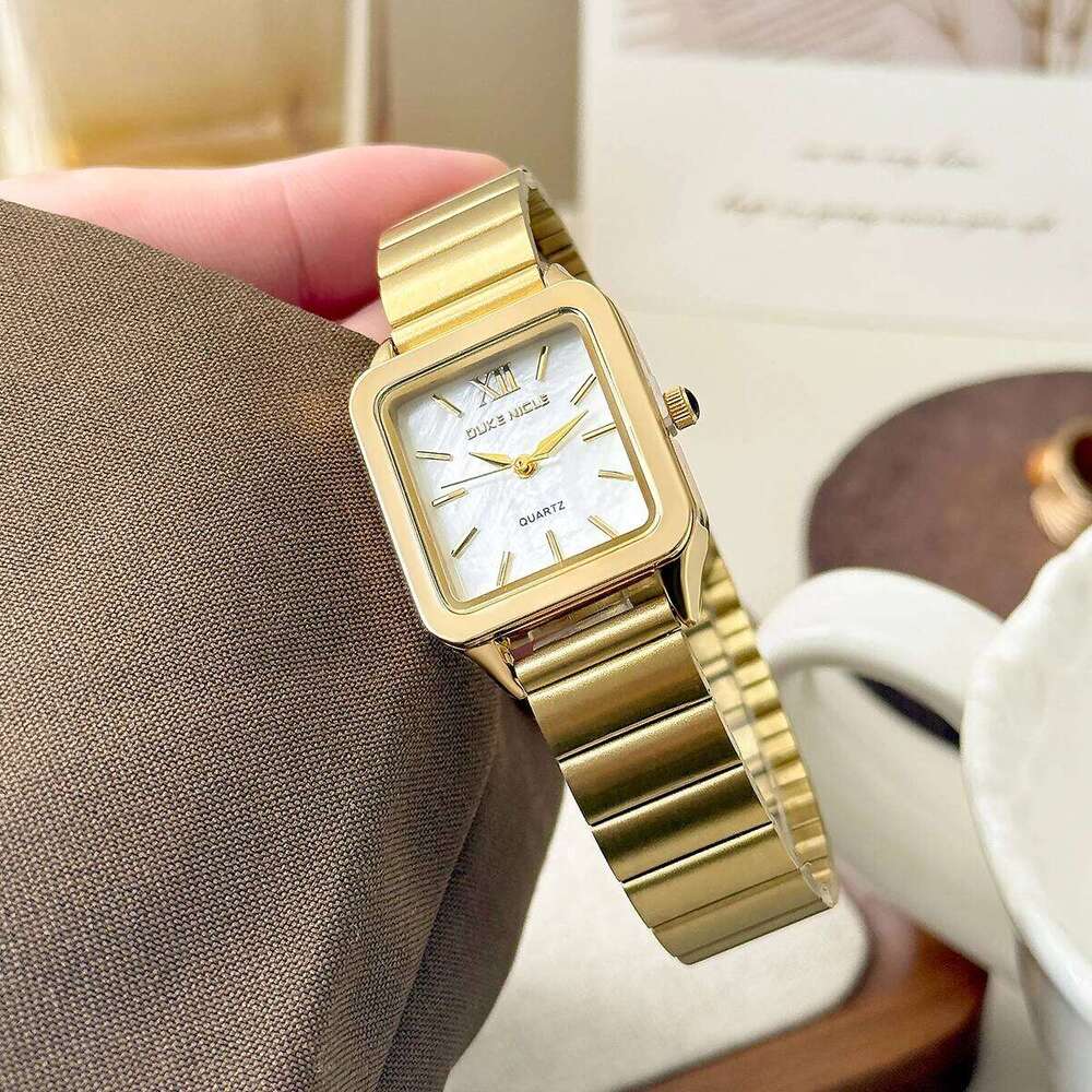 Fashion Gold Women's Quartz es Stainless Steel Band Wristes Ladies Elegant Waterproof Square Clock Reloj Mujer H260228