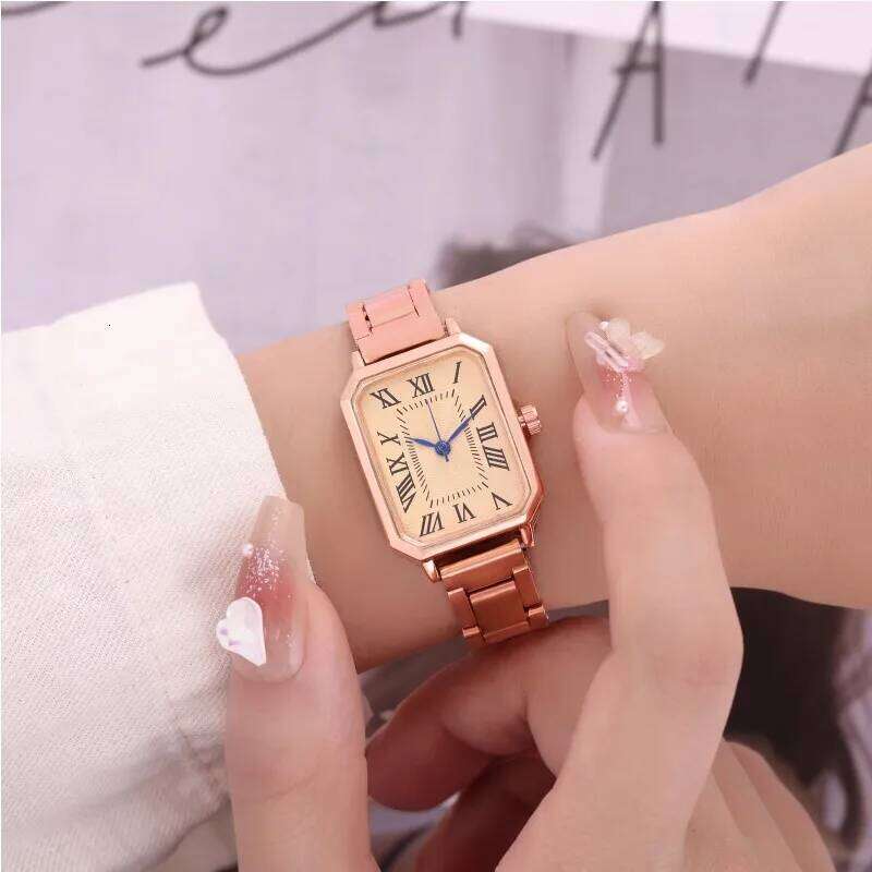 2024 Cross border Foreign Trade New Leisure Fashion Fresh Alloy Steel Strip Square Roman Women's Quartz in Stock H260228