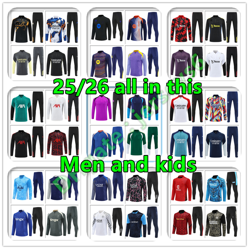 25 26 soccer tracksuit Men and kids kit 2026 football tracksuit training suit jogging Survetement football chandal futbol all in this
