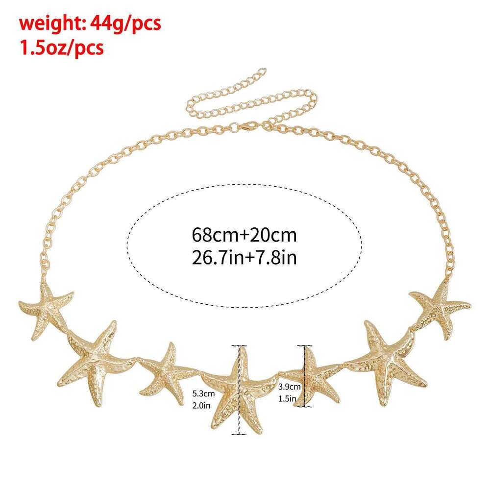European and American Summer Vacation Style Metal Starfish Pendant Waist for Women, Sexy Beach Body Chain H260228