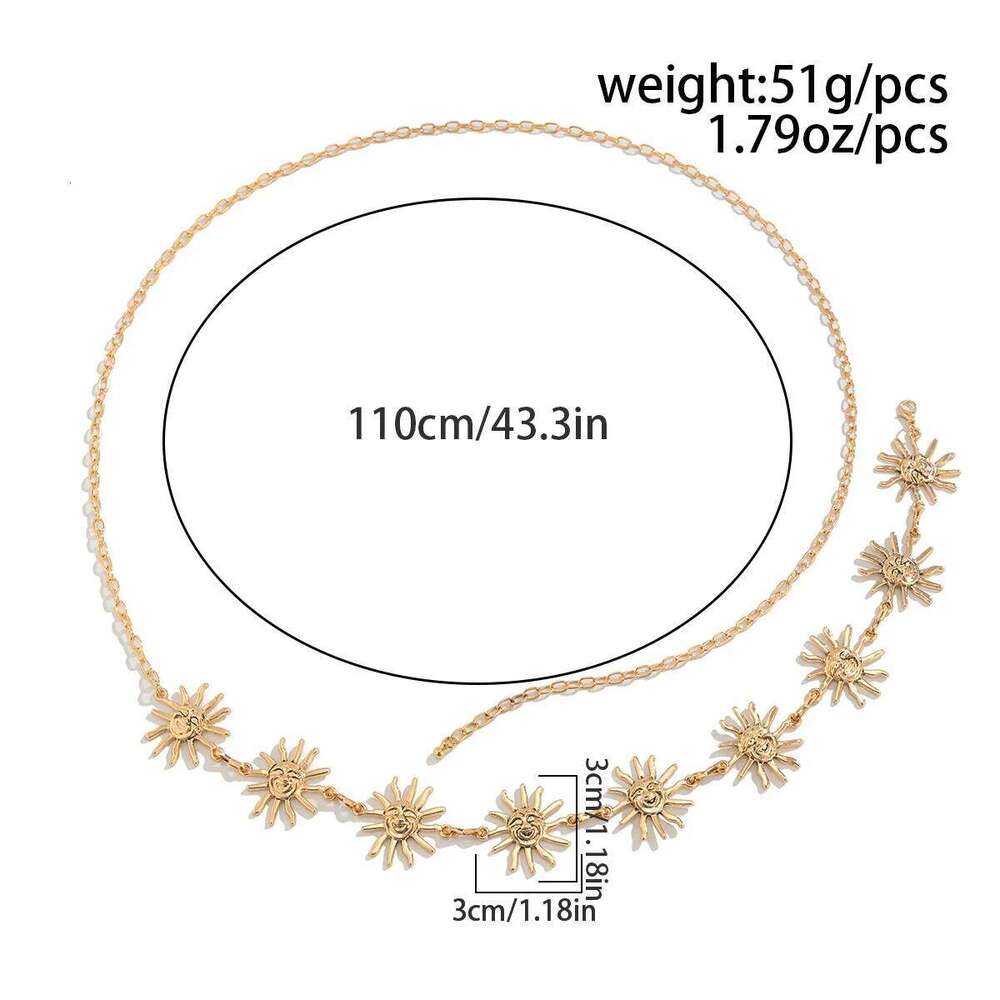IngeSight.Z Creative Sun Flower People Face Belly Waist for Women Vintage Metal Summer Beach Body Chain Bikini Jewelry H260228