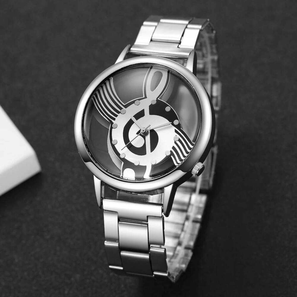 Fashion Musical Note Dial Women es Silver Color Strap Ladies Quartz Wrist Reloj Mujer Girls Clock Gift Without Box H260228
