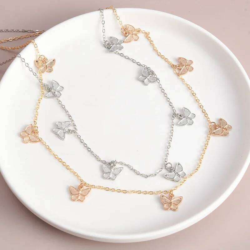 2023 Sexy Double Thin Women's Waist Charming Butterfly Stainless Steel Belly Chain Summer Beach Bikini Body Jewelry H260228