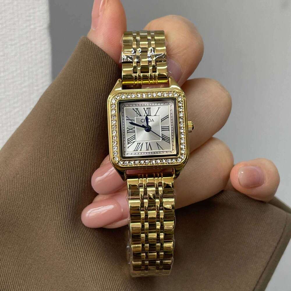 CILOA Square Retro High Quality Workplace Gold Stainless Steel Strap Trendy Fashion Compact Waterproof Quartz H260228