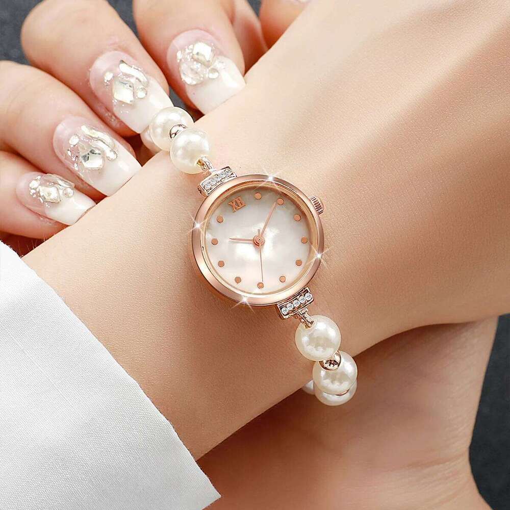 Elegant Pearl Band Women es Fashion Roma Dial Quartz Wrist For Ladies Clock Reloj MujerWithout Box H260228