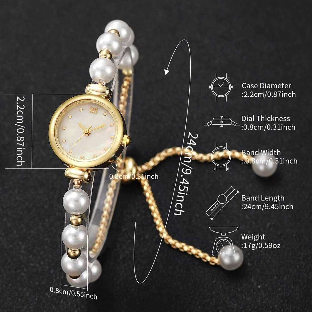 Fashion Small Roma Dial Women Quartz Elegant Pearls Strap Wrist For Ladies Reloj MujerWithout Box H260228