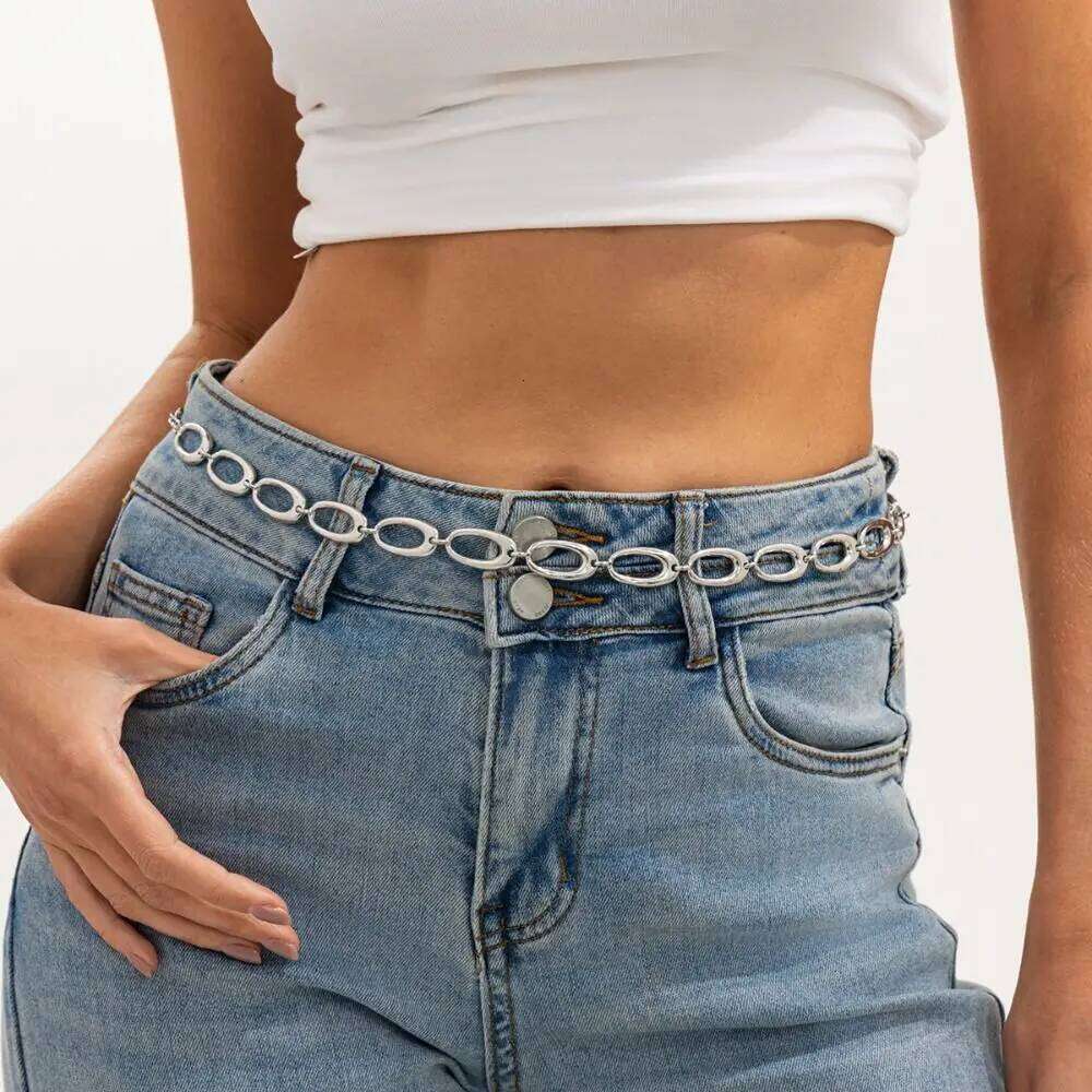 Hollow Out Metal Circular Ring Waist Minimalist Adjustable Bohemian All-match Body Jewelry Oval Belly Chain H260228