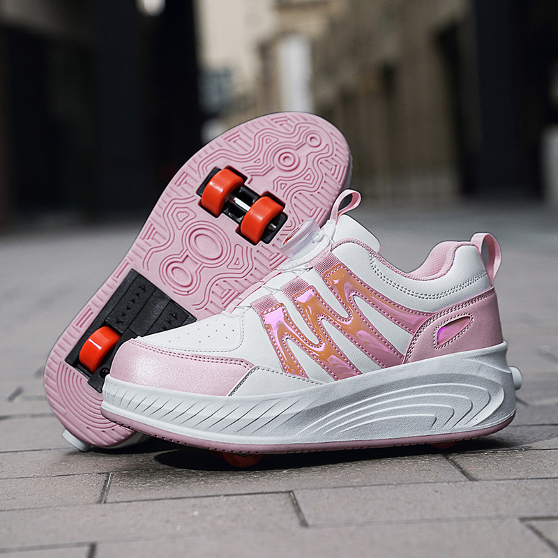 Free shipping 4 Wheel Roller Skate Shoes Teenage Kids Boys Girls Flashing Light Shoes Led Light Luminous Sneakers Outdoor Casual Shoes for Women Size 