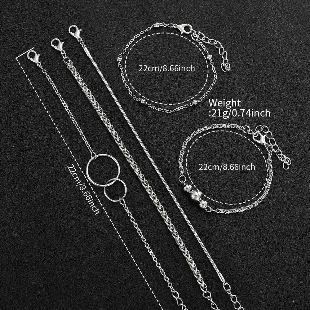 6PCS/Set Women's Fashion Rectangle Dial Quartz es Silver Steel Band Ladies Wristes s Set H260228