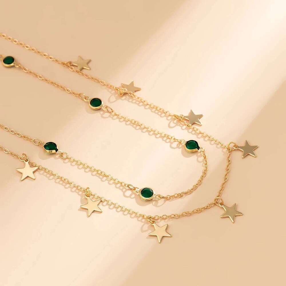 PuRui Bohemia Green Glass Rhinestone Tiny Star Pendant Charm Women Belly Waist Chain Sexy Bikini Body Jewelry Summer Beach Party H260228