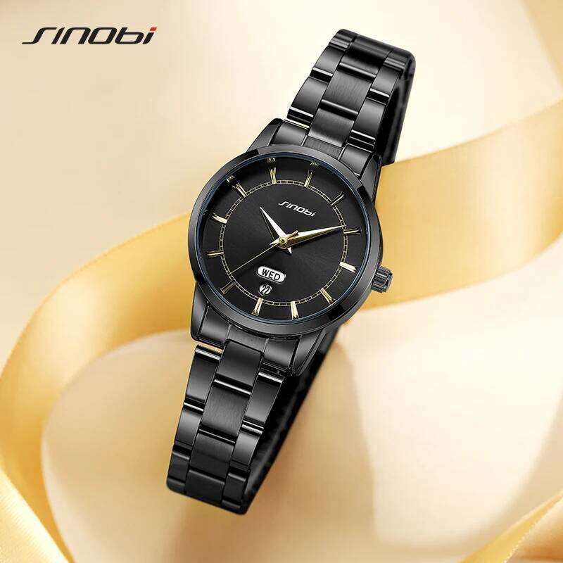 SINOBI Ladies Stainless Steel es Fashion Design Women's Quartz Wristes Elegant Female Business Clock H260228