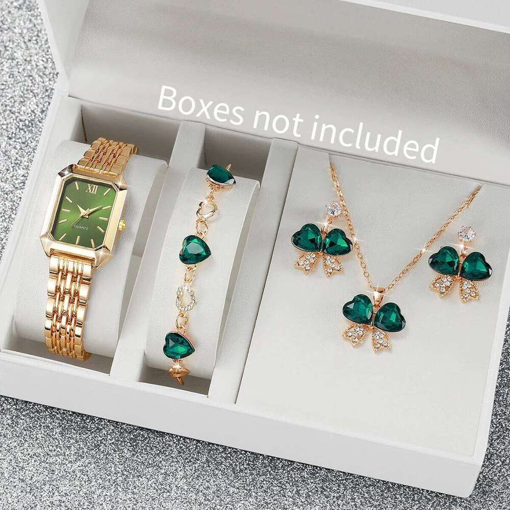 2/5PCS Fashion Women Square Roma Dial Quartz Wristes Ladies Alloy Strap With Diamond Jewelry SetWithout Box H260228